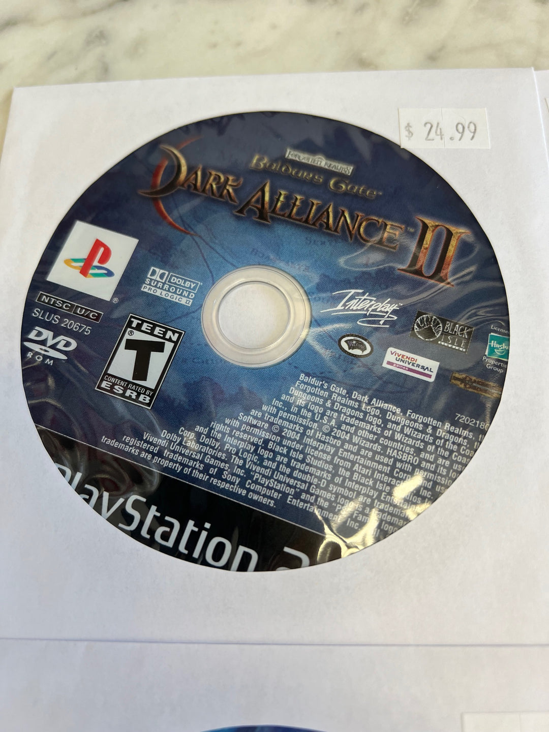 Baldur's Gate Dark Alliance 2 for PS2 Playstation 2 DISC ONLY    DO112024