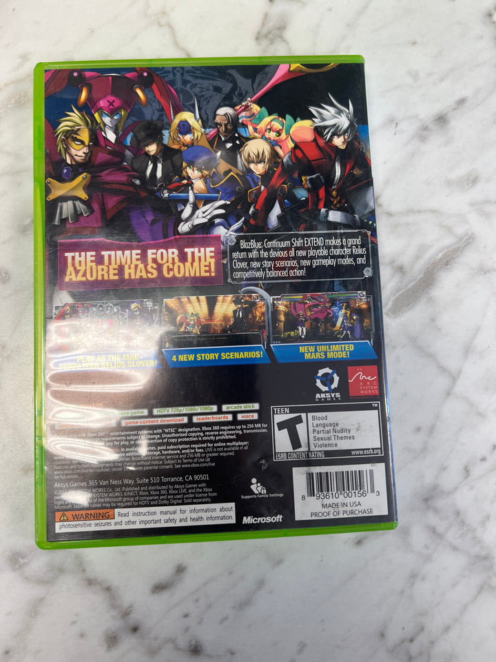 Blazblue Continuum Shift Extend for Microsoft Xbox 360 in case. Tested and Working.     DO61124