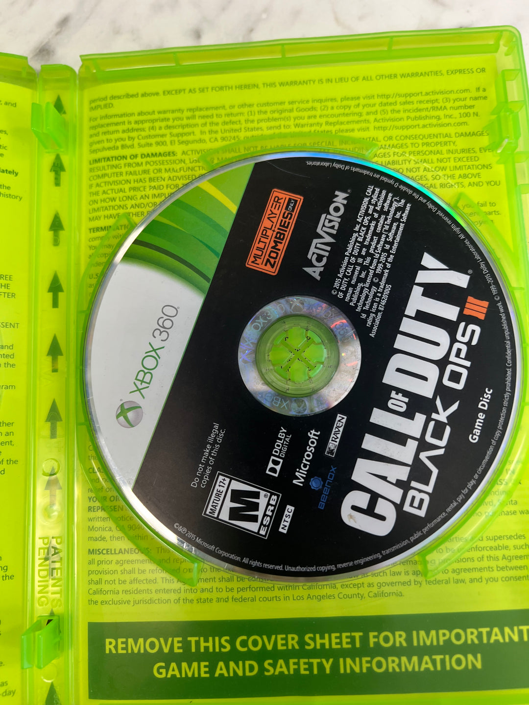 Call of Duty Black Ops III 3 for Microsoft Xbox 360 in case. Tested and Working.     DO61124