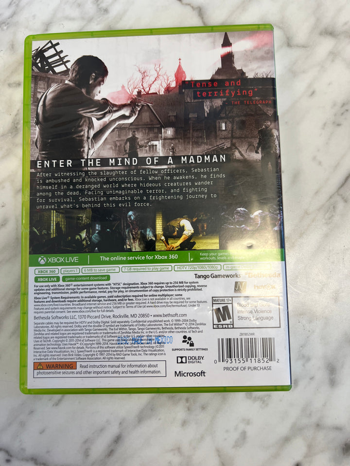 The Evil Within for Microsoft Xbox 360 in case. Tested and Working.     DO61124