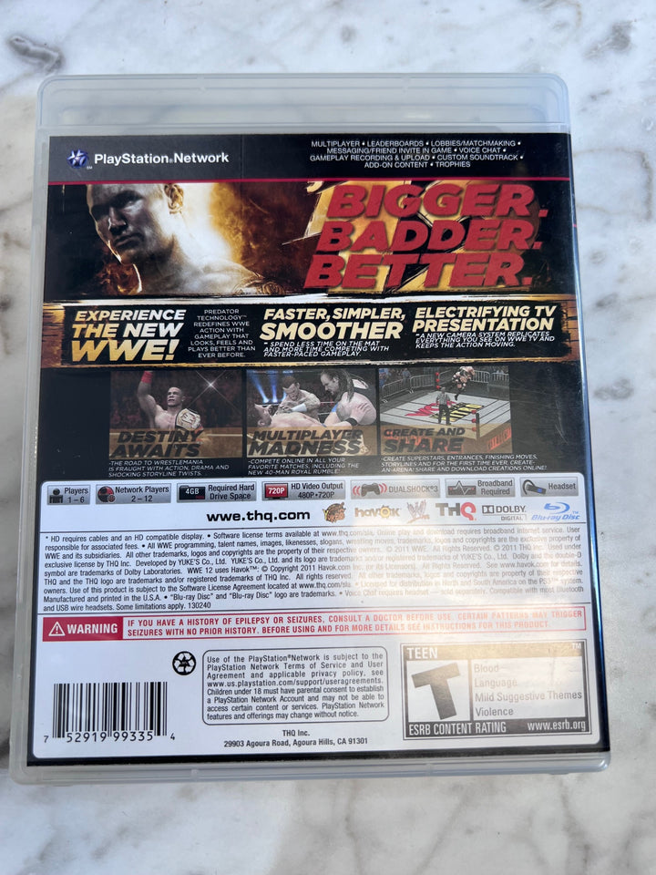 WWE 12 PS3 CASE ONLY CO91025