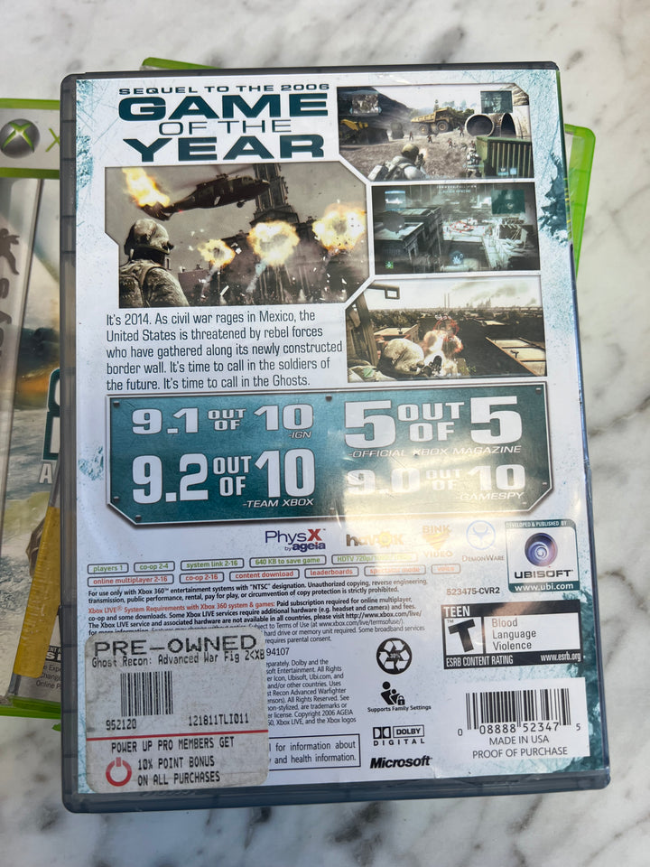 Tom Clancy's Ghost Recon Advanced Warfighter 2 for Microsoft Xbox 360 in case. Tested and Working.     DO61124