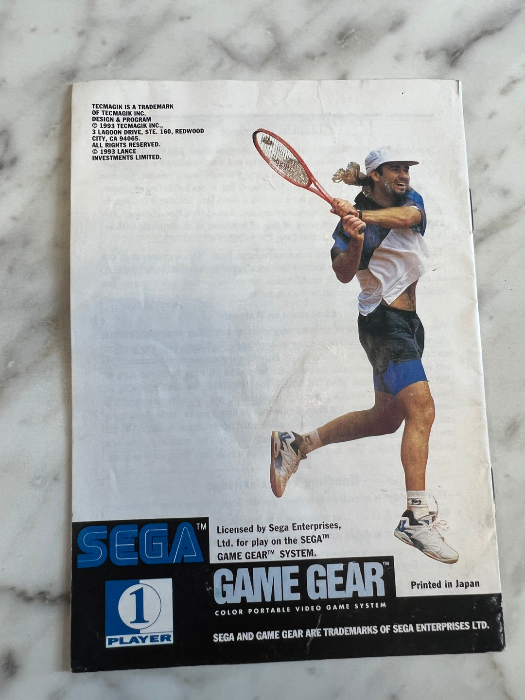 Andre Agassi Tennis for Sega Game Gear Instruction Booklet Manual Only MO82924