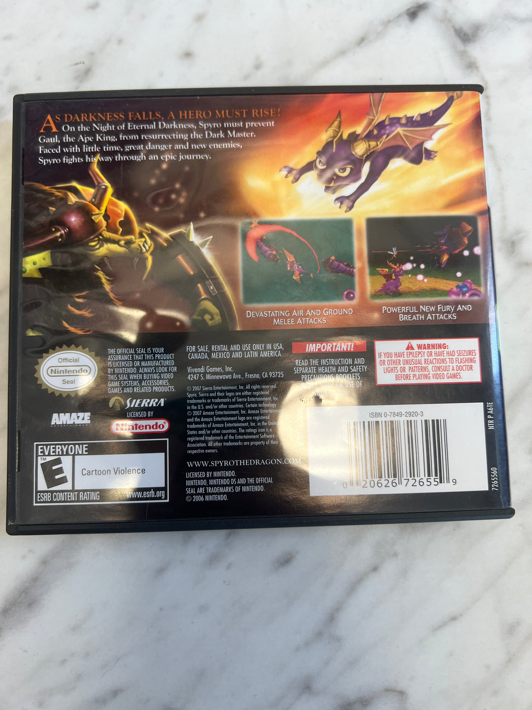 The Legend of Spyro The Eternal Night Nintendo DS Case/Artwork Only No Game         DO61624