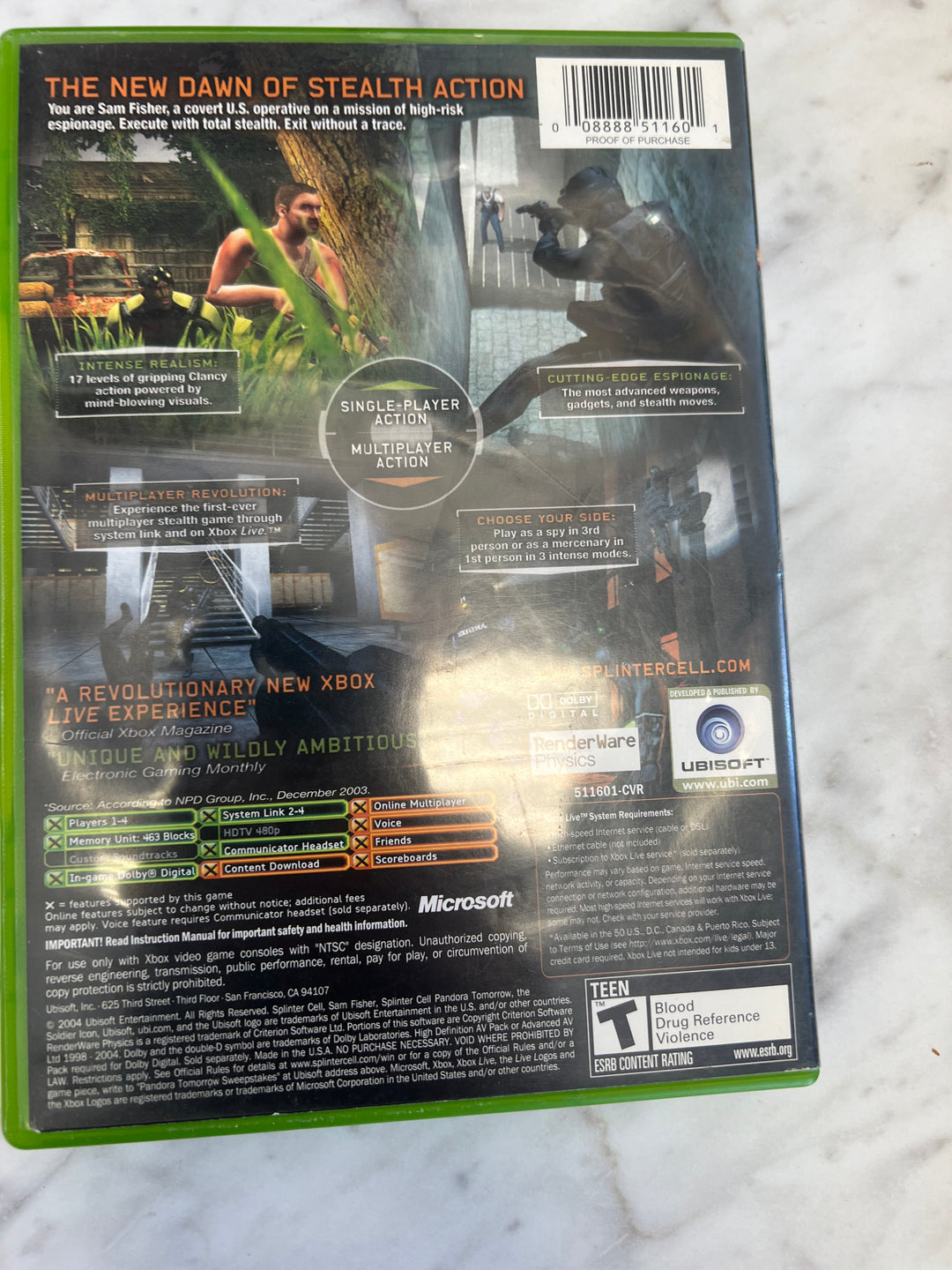 Splinter Cell Pandora Tomorrow Case and Manual Only No Game         DO61624