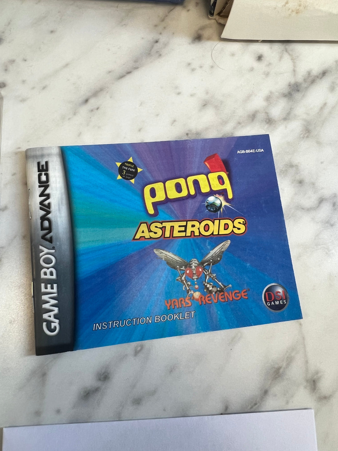 Pong Asteroids Yars Revenge Game Boy Advance Manual Only DU9124