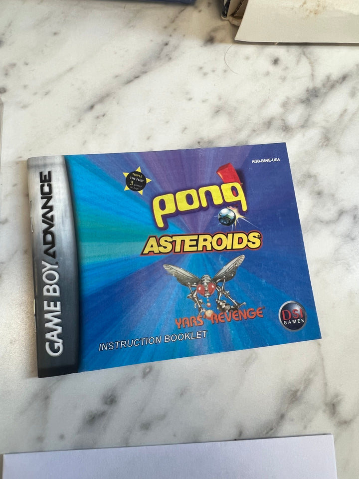 Pong Asteroids Yars Revenge Game Boy Advance Manual Only DU9124