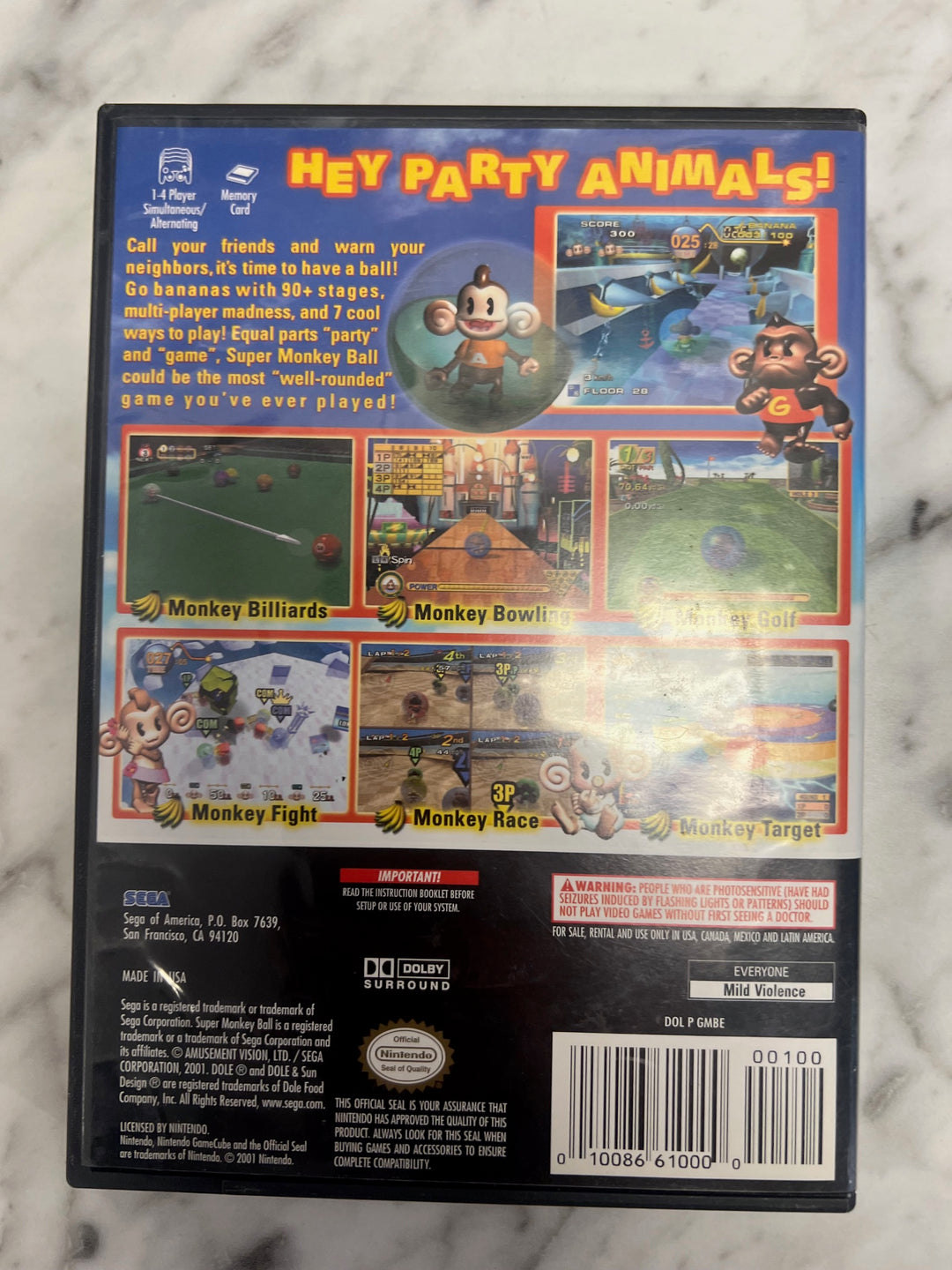 Super Monkey Ball Nintendo Gamecube CASE AND MANUAL ONLY    CO112724