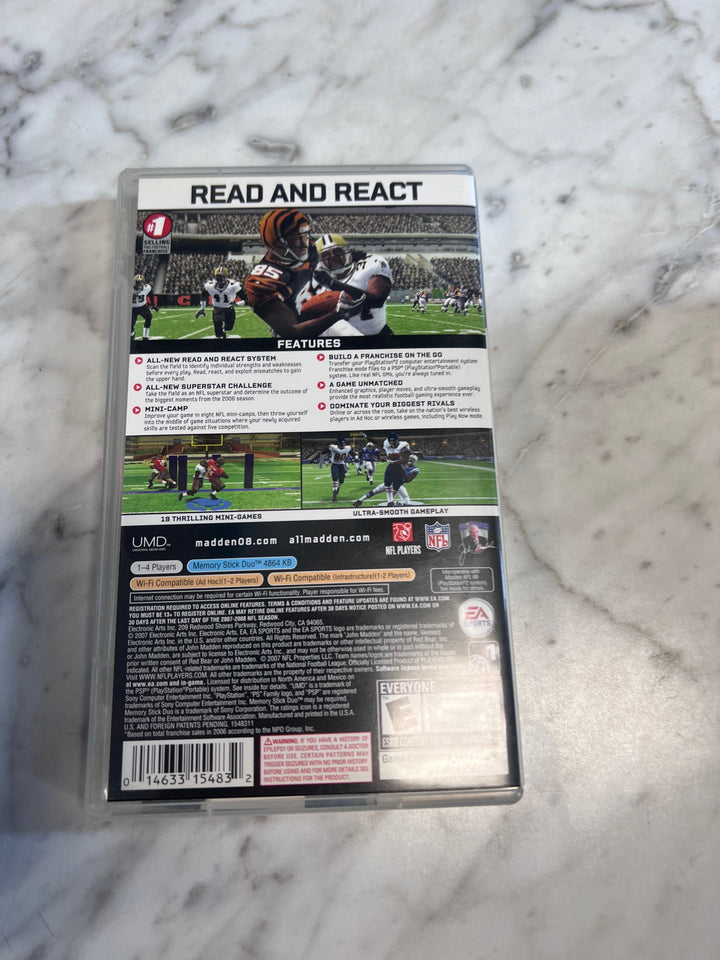 Madden NFL 08 PSP Playstation Portable CASE & MANUAL ONLY CO123125