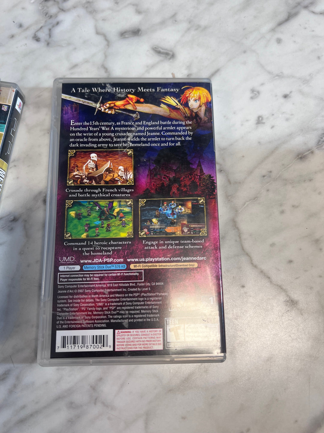 Jeanne D'arc PSP Playstation Portable CASE & MANUAL ONLY CO123125