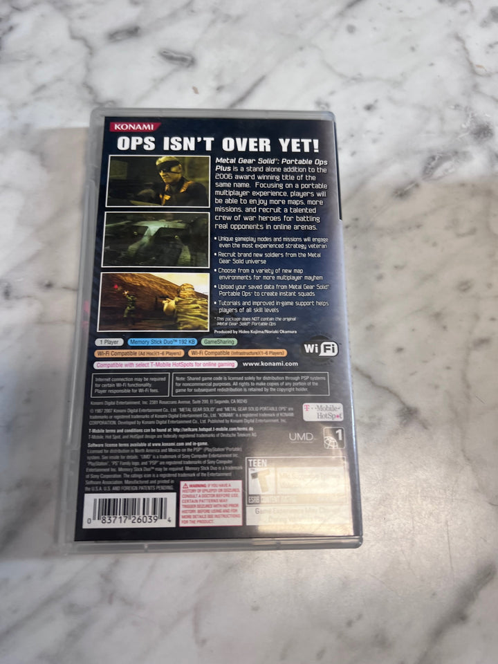 Metal Gear Solid Portable Ops Plus PSP Playstation Portable CASE & MANUAL ONLY CO123125