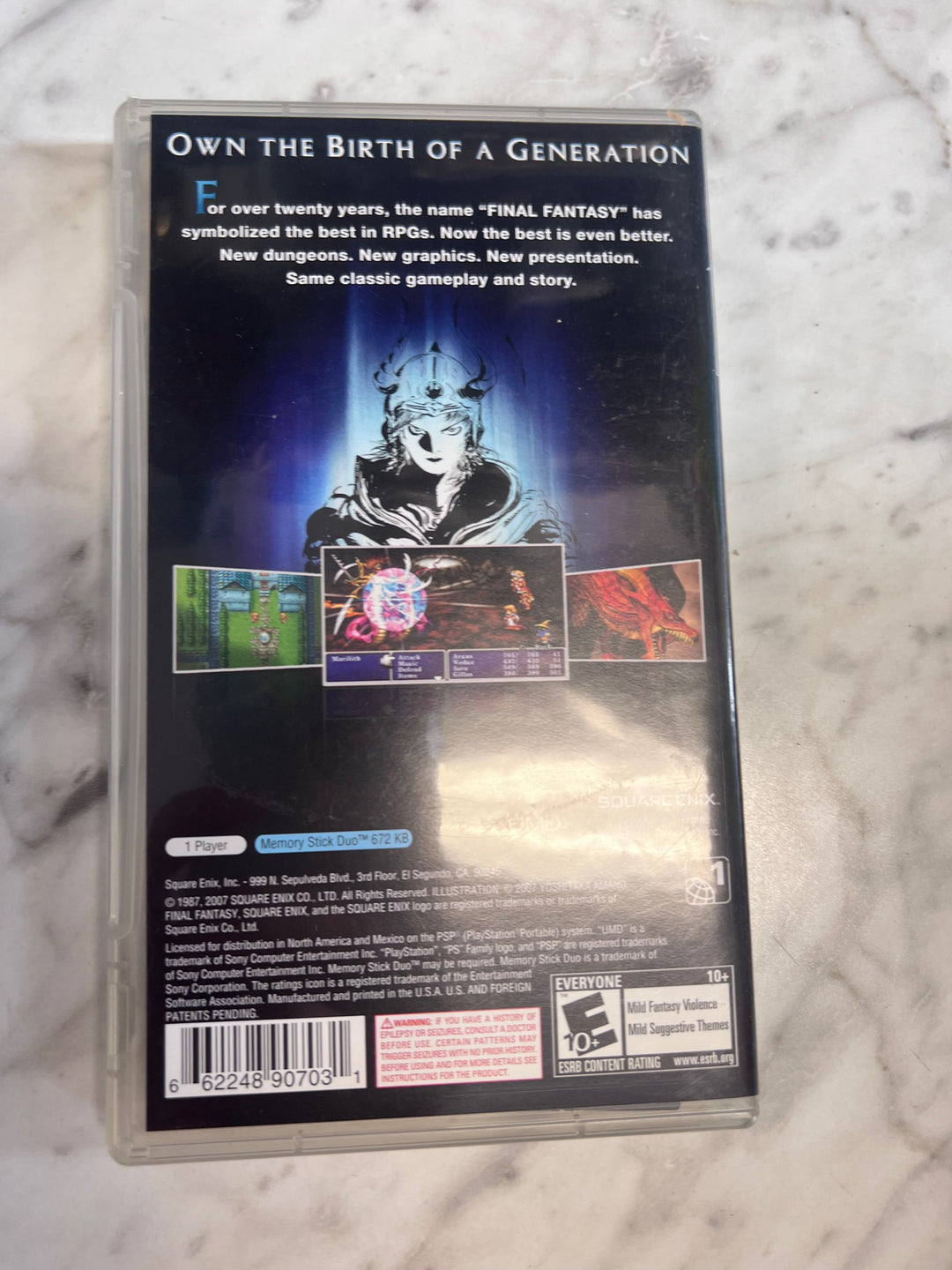 Final Fantasy I PSP Playstation Portable CASE & MANUAL ONLY CO123125