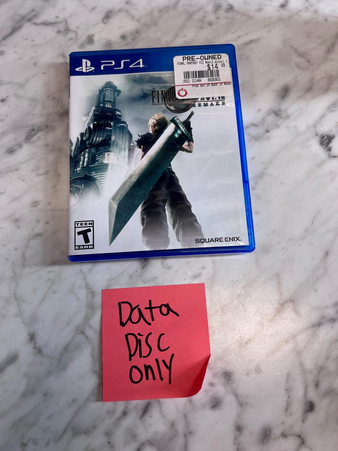 Final Fantasy VII Remake PS4 Playstation 4 Case and DATA DISC ONLY CO123125