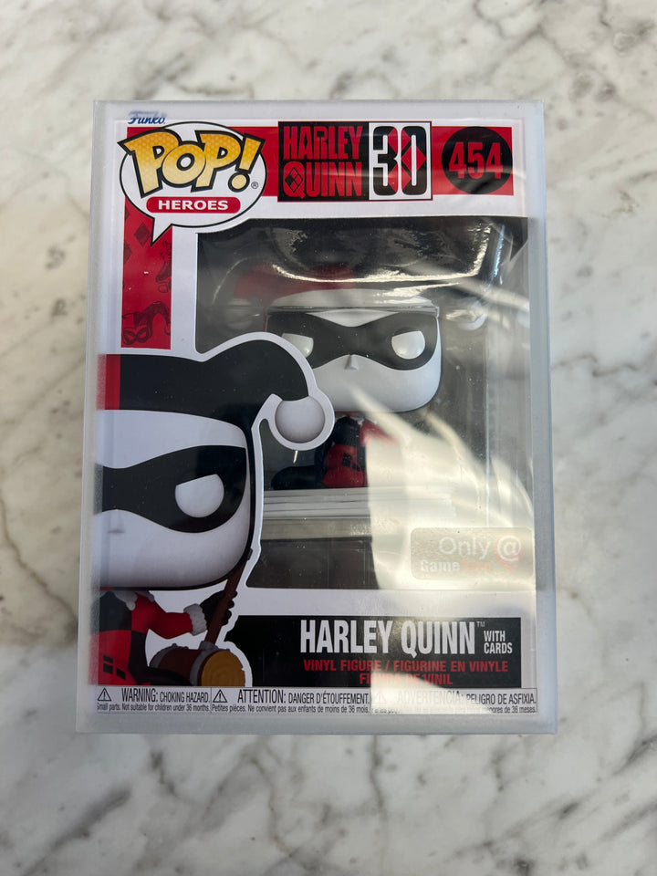 Funko POP! DC Heroes Harley Quinn 30 w/ Cards #454 GameStop Exclusive In Protector FP61924