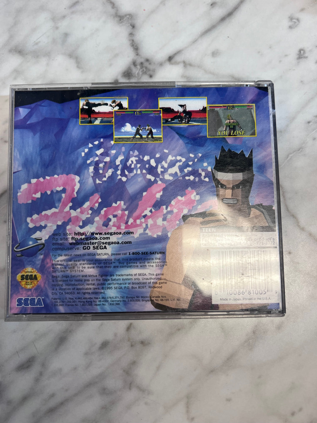 Virtua Fighter Sega Saturn (Jewel Case Version) Case and Manual ONLY CO91725