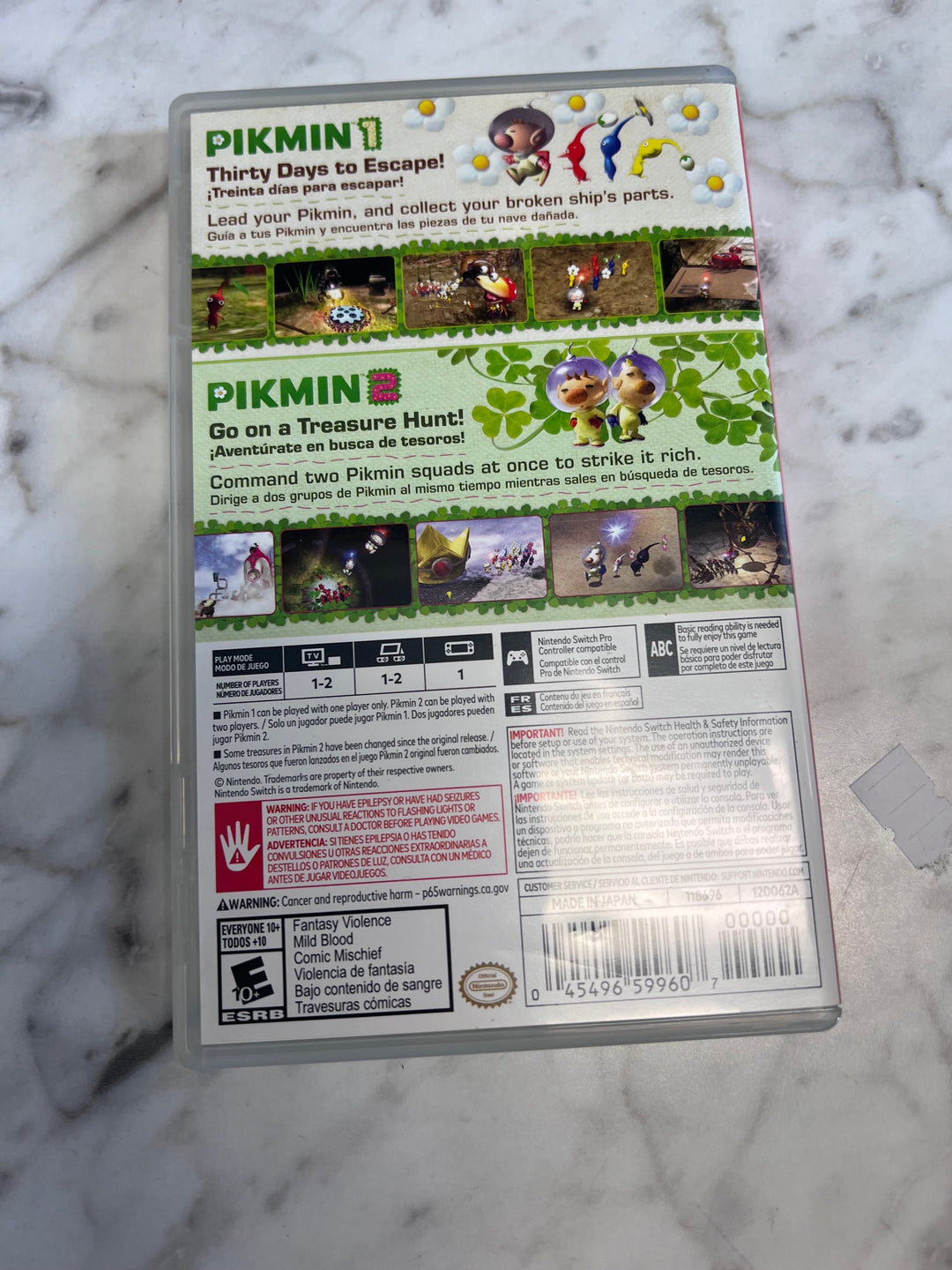 Pikmin 1 + 2 Nintendo Switch Case and Manual ONLY CO91725