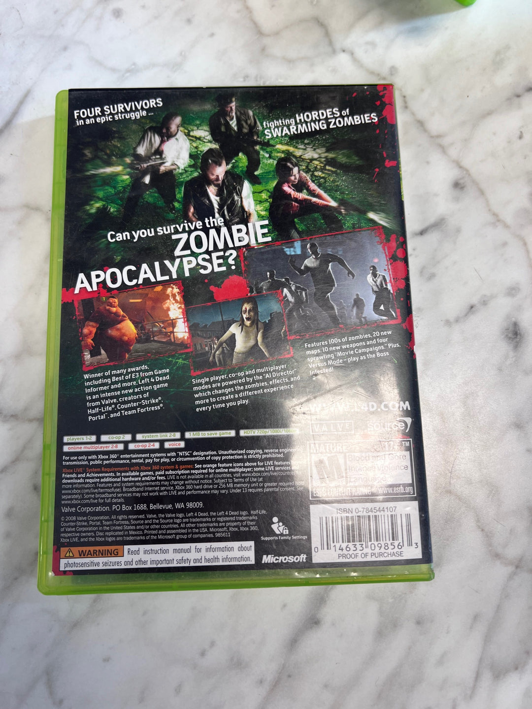 Left 4 Dead Xbox 360 Case and Manual ONLY CO91725