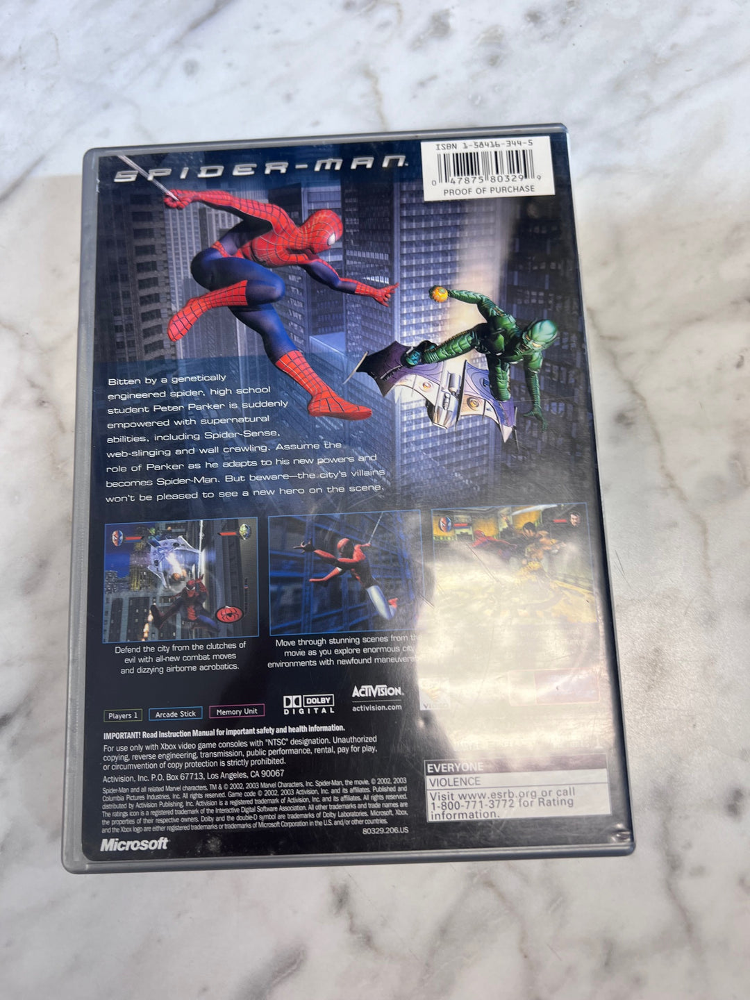 Spider-Man Original Xbox Case and Manual ONLY CO91725