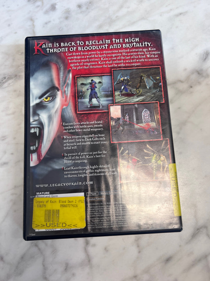 Blood Omen 2 PS2 Playstation 2 Water Damaged Case and Manual ONLY CO91725