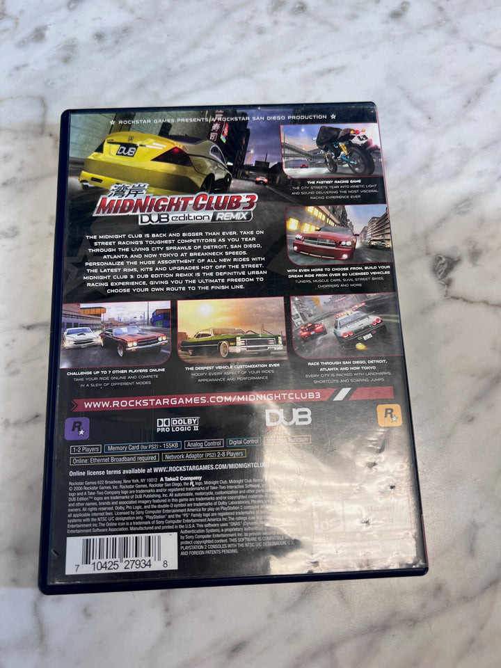 Midnight Club 3 Dub Edition Remix PS2 Playstation 2 Case and Manual ONLY CO91725