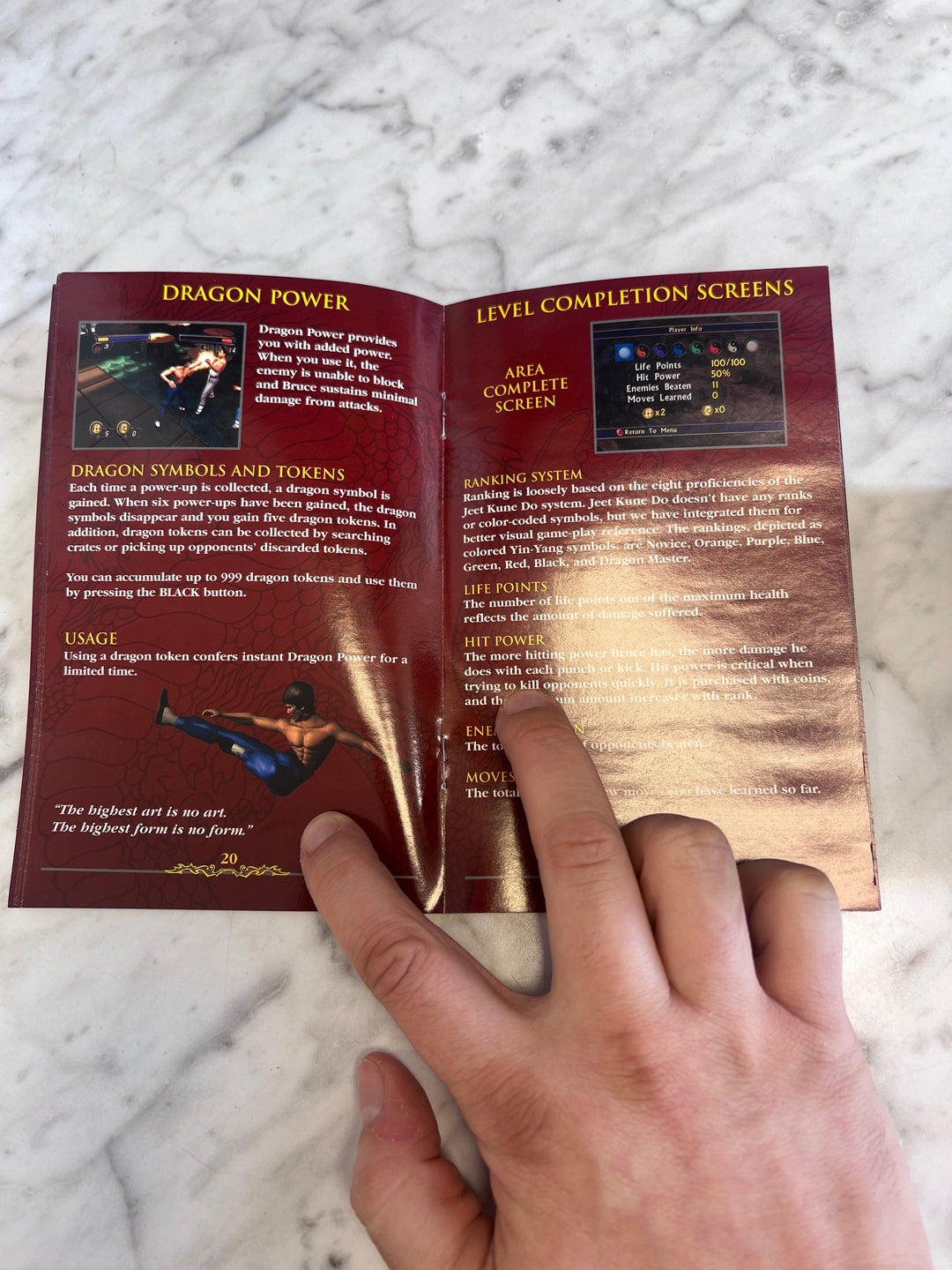 Bruce Lee Quest of the Dragon Original Xbox MANUAL ONLY  MO91725