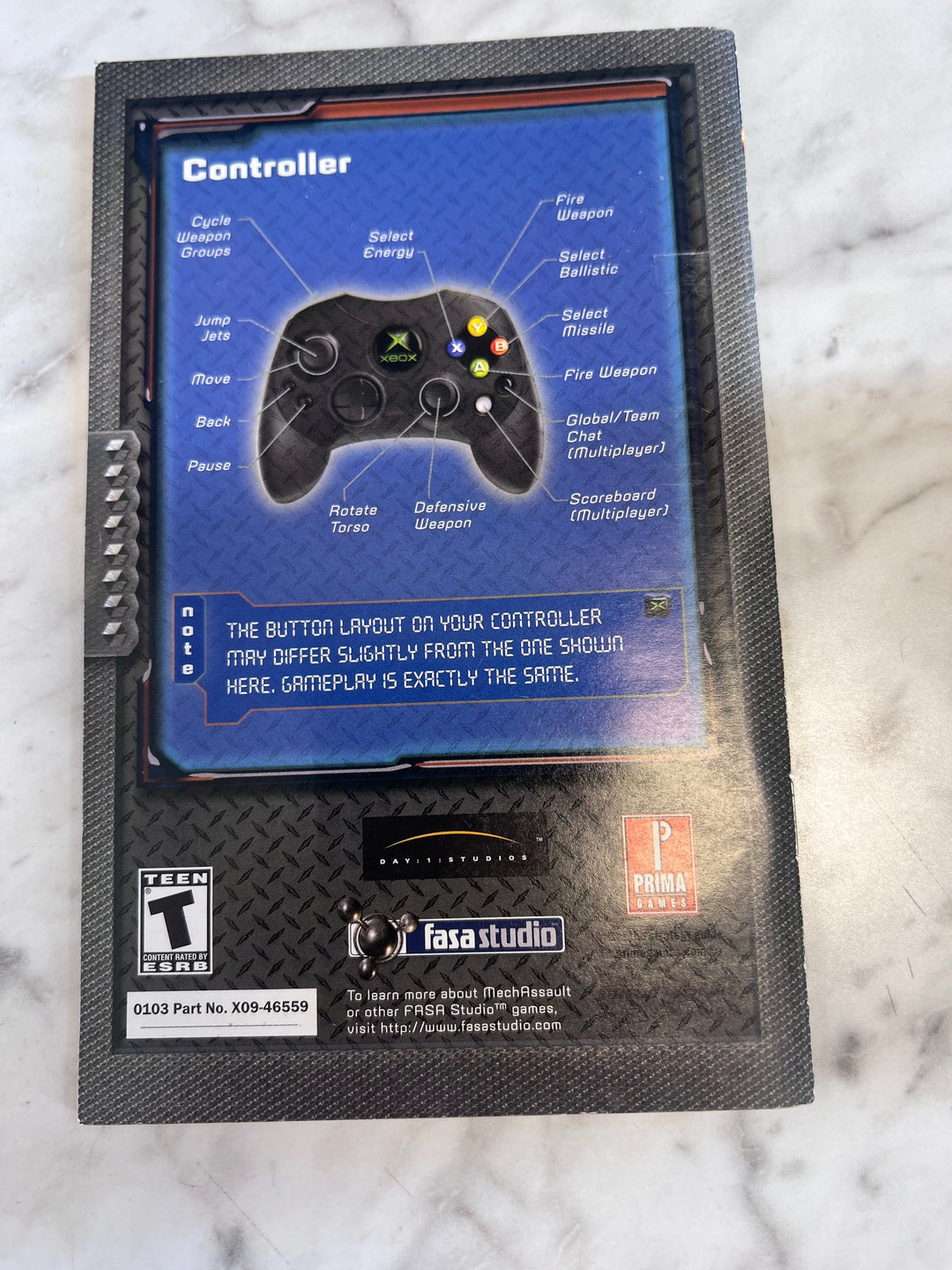 MechAssault Original Xbox MANUAL ONLY  MO91725