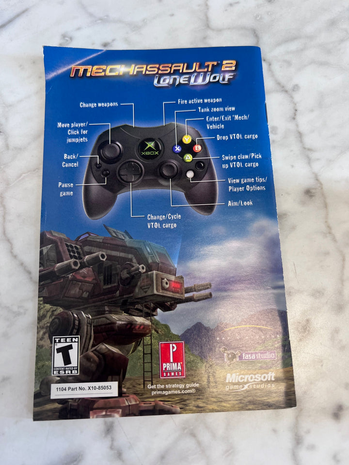 MechAssault 2 Lone Wolf Original Xbox MANUAL ONLY  MO91725