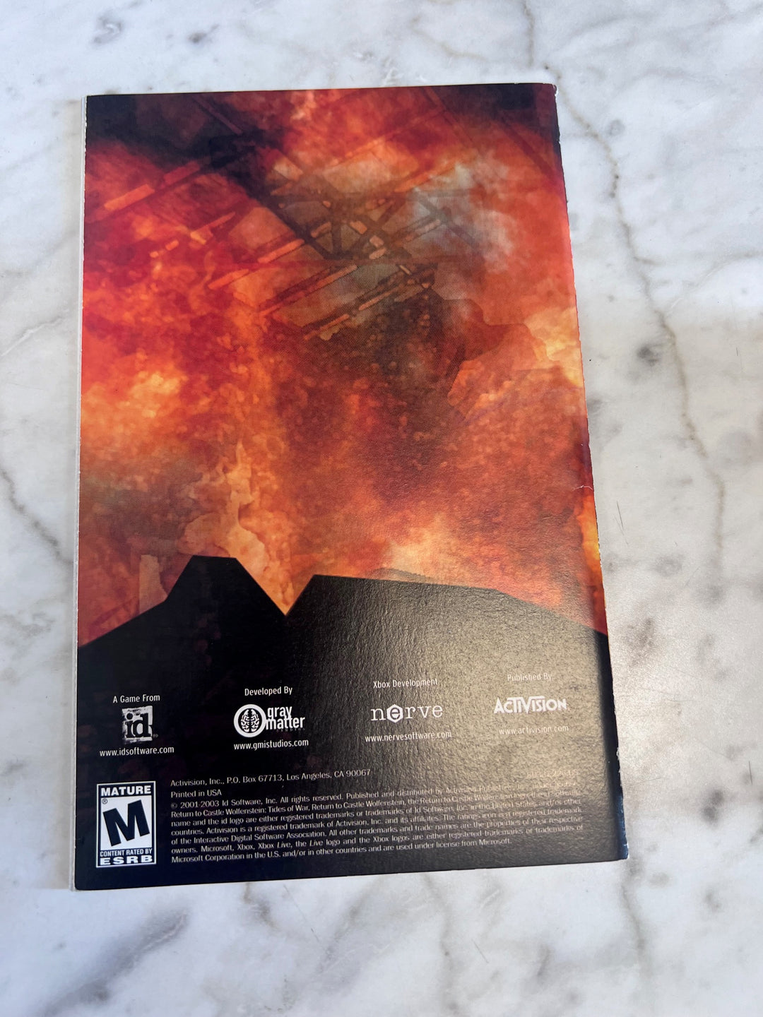 Return to Castle Wolfenstein Original Xbox MANUAL ONLY  MO91725