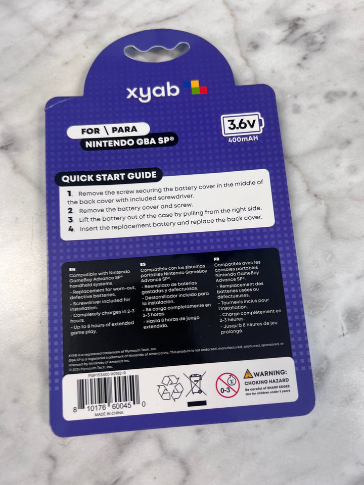 XYAB Rechargeable Battery Pack For GBA SP Gameboy Advance SP NA91725