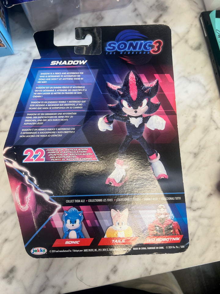 Shadow 5" Figure Sonic the Hedgehog Sonic 3 Movie Toy New 2024 NT62025