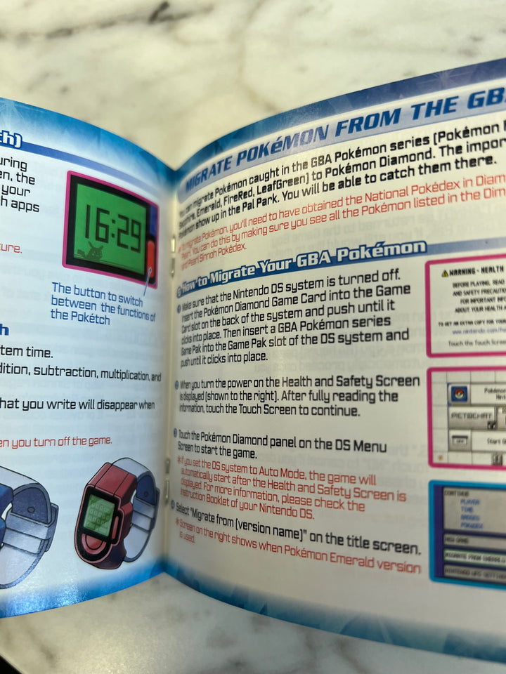 Pokemon Diamond Version for Nintendo DS MANUAL ONLY    MO12224