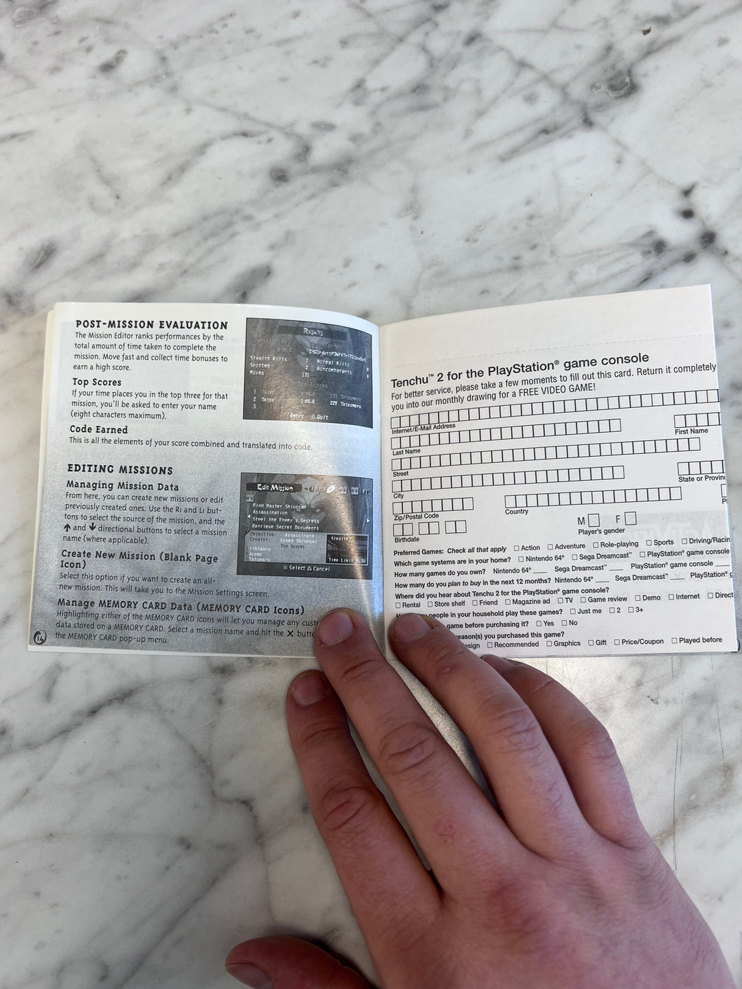 Tenchu 2 PS1 Playstation MANUAL ONLY MO91725