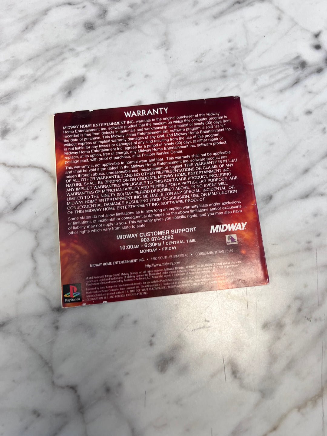 Mortal Kombat Trilogy PS1 Playstation MANUAL ONLY MO91725