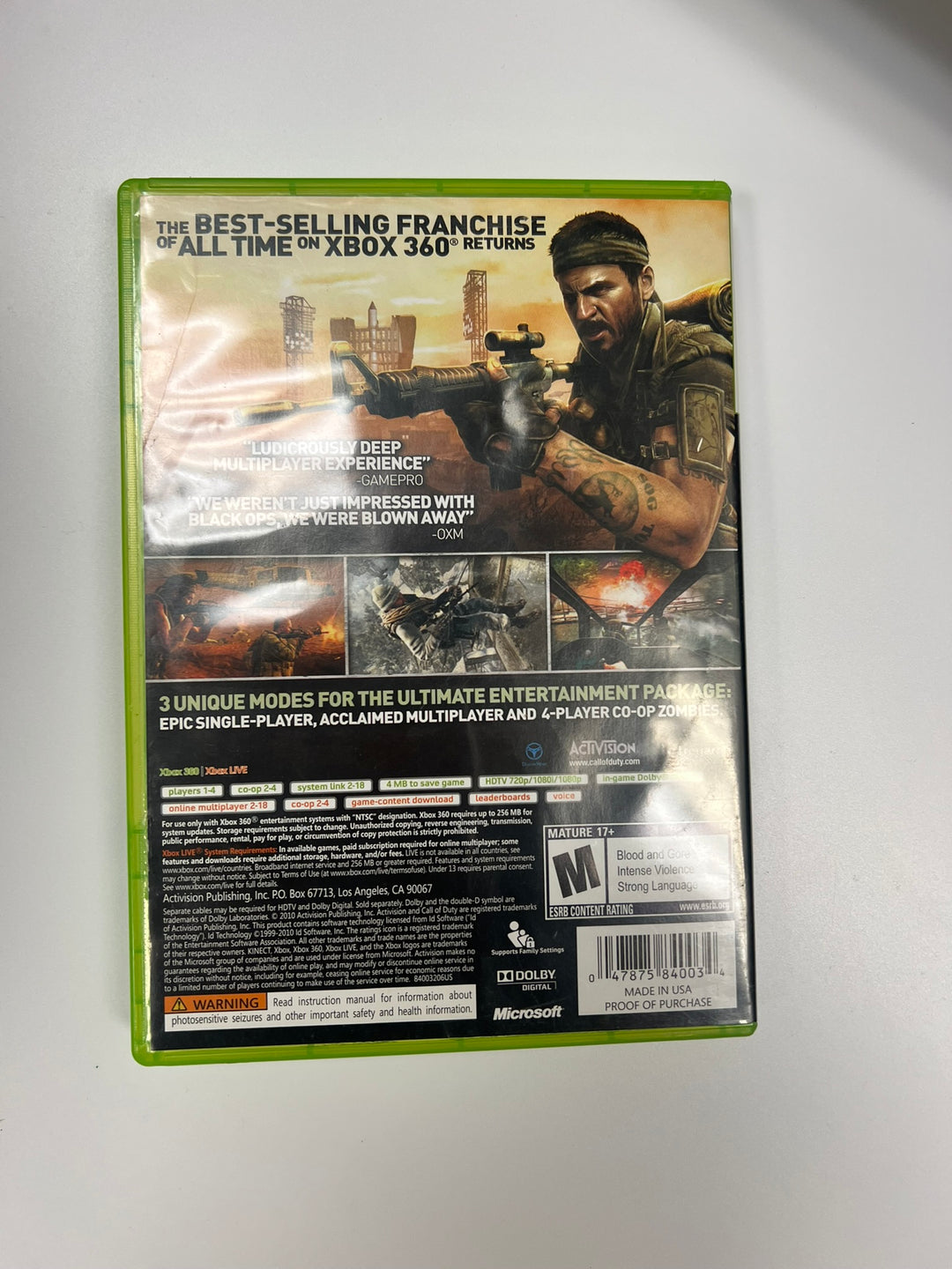 Call of Duty Black Ops Xbox 360 CASE & MANUAL ONLY NO GAME CO71326