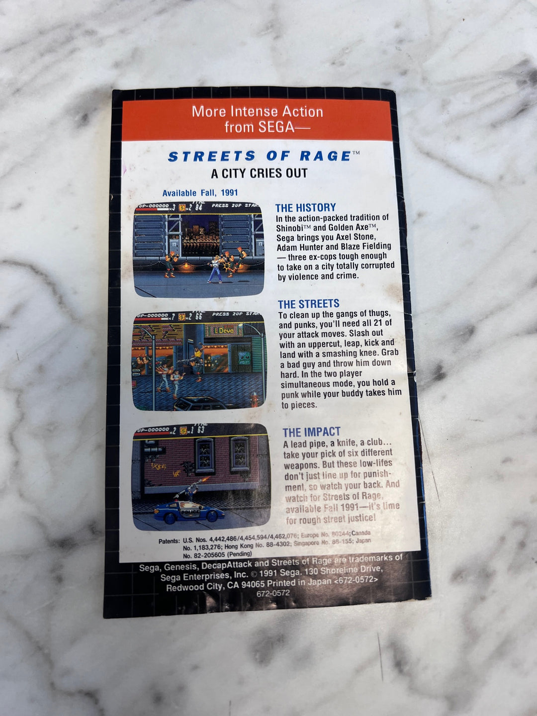 Decap Attack Sega Genesis MANUAL ONLY MO91725