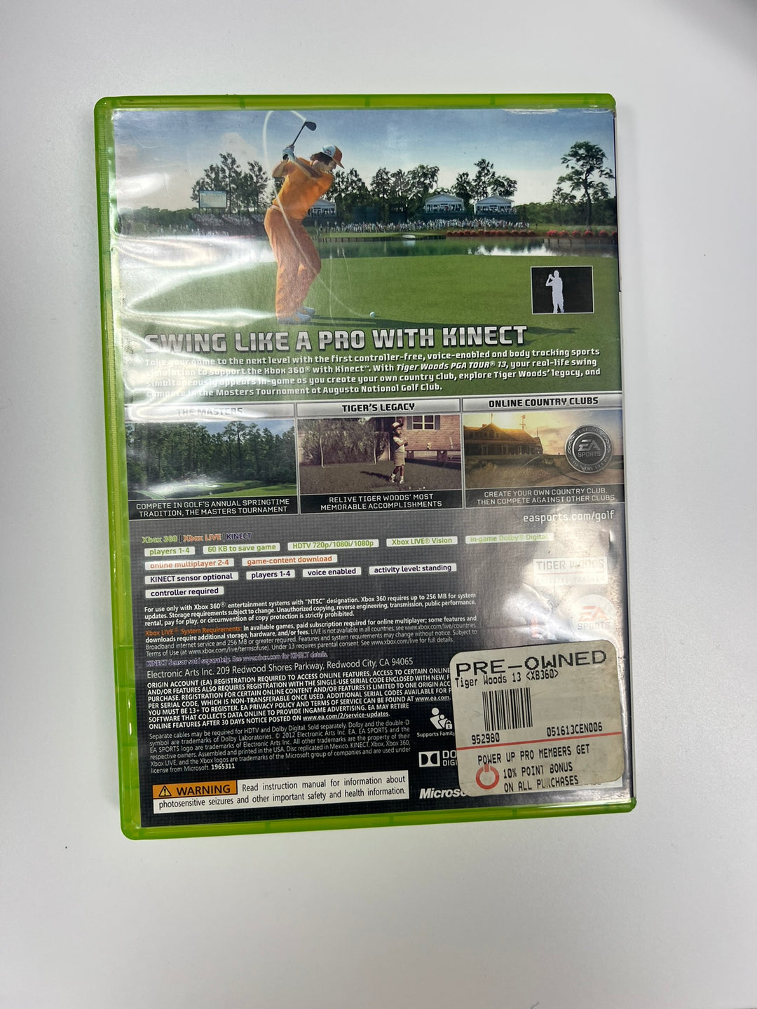 Tiger Woods PGA Tour 13 Xbox 360 CASE ONLY NO GAME CO71326