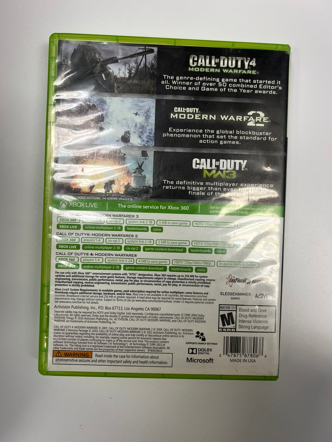 Call of Duty Modern Warfare Trilogy Xbox 360 CASE ONLY NO GAME CO71326