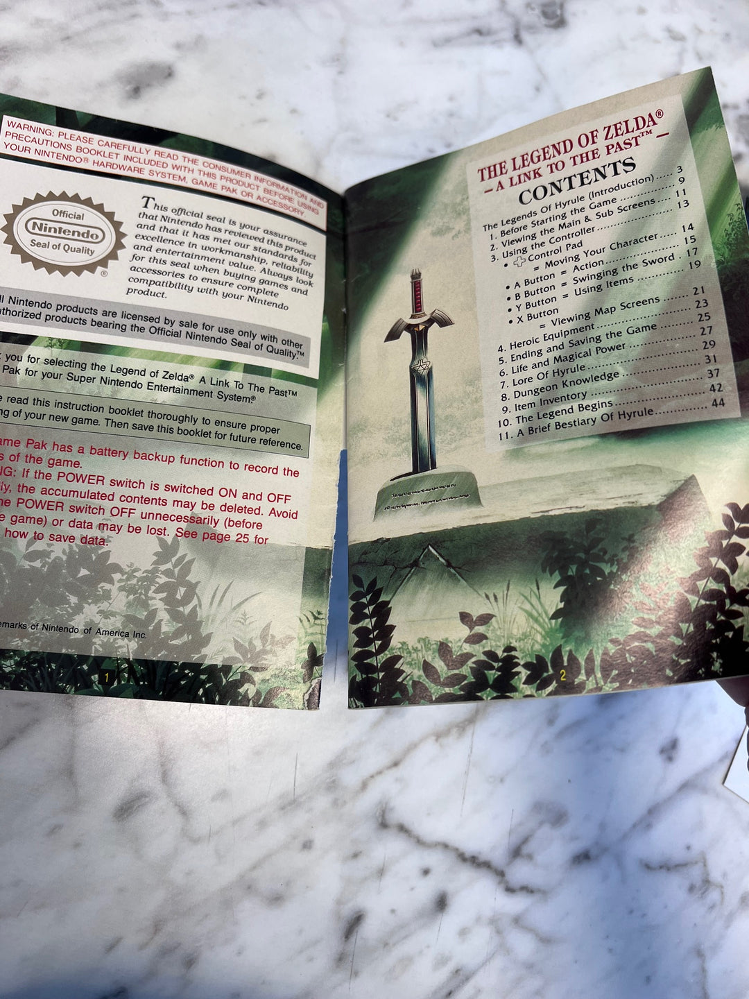 The Legend of Zelda A Link to the Past Torn Back Cover MANUAL ONLY MO91725