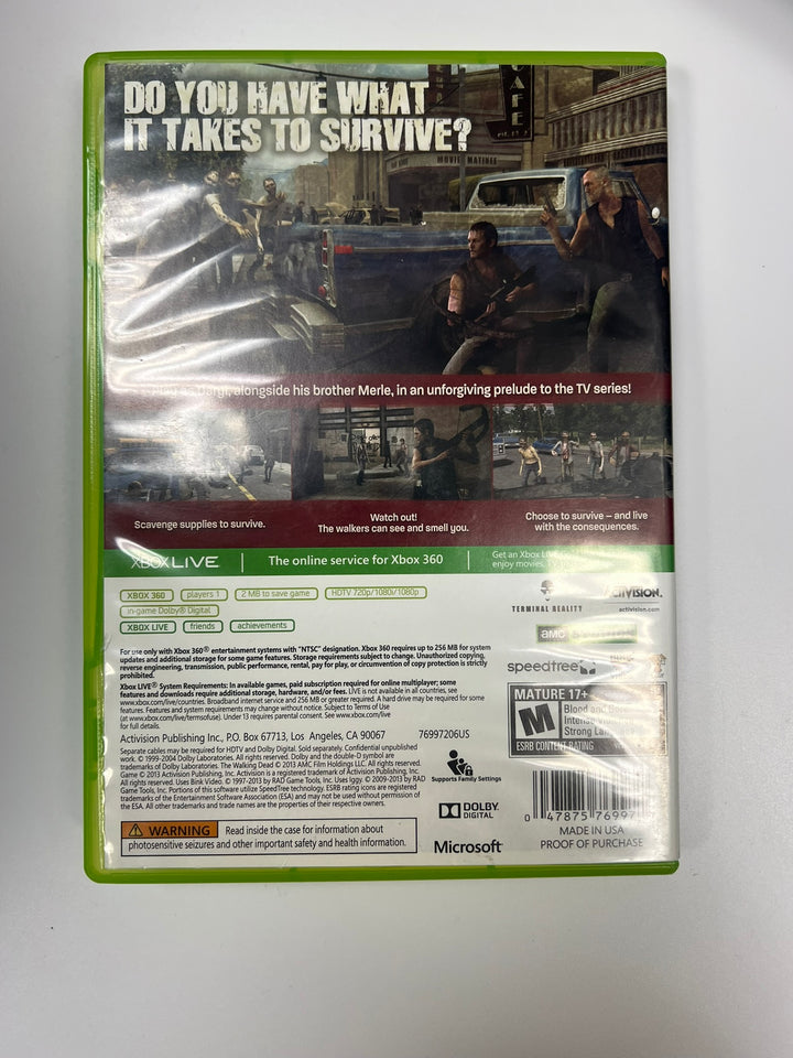 The Walking Dead Survival Instinct Xbox 360 CASE ONLY NO GAME CO71326