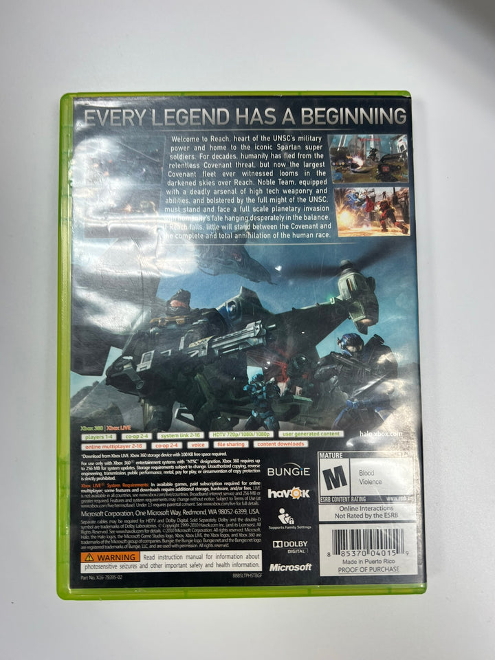 Halo Reach Xbox 360 CASE & MANUAL ONLY NO GAME CO71326