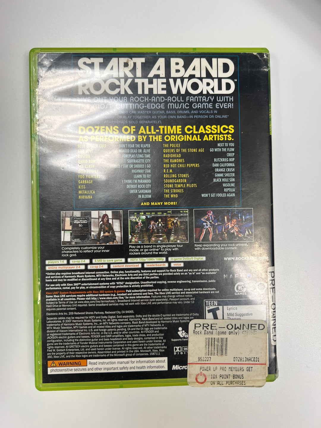 Rock Band Xbox 360 CASE AND MANUAL ONLY CO71326