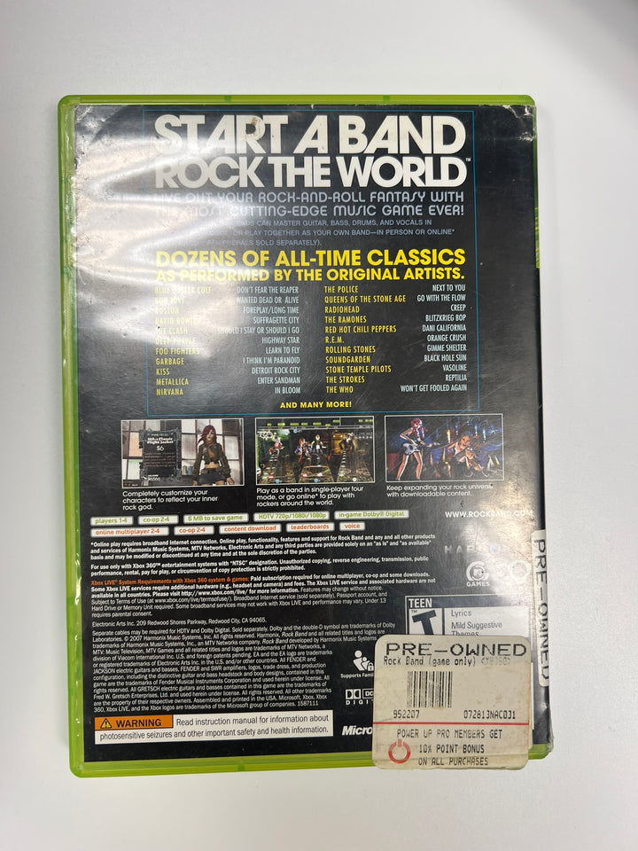 Rock Band Xbox 360 CASE AND MANUAL ONLY CO71326