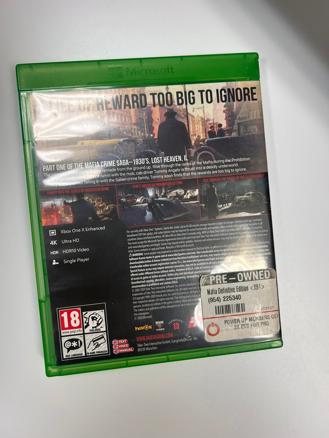 Mafia Definitive Edition (PEGI Rating) Xbox One CASE AND MANUAL ONLY CO71326