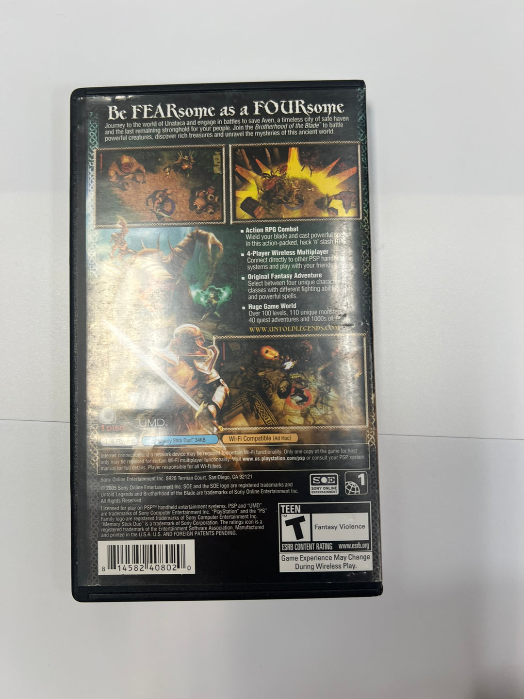 Untold Legends Brotherhood of the Blade PSP CASE ONLY CO71326