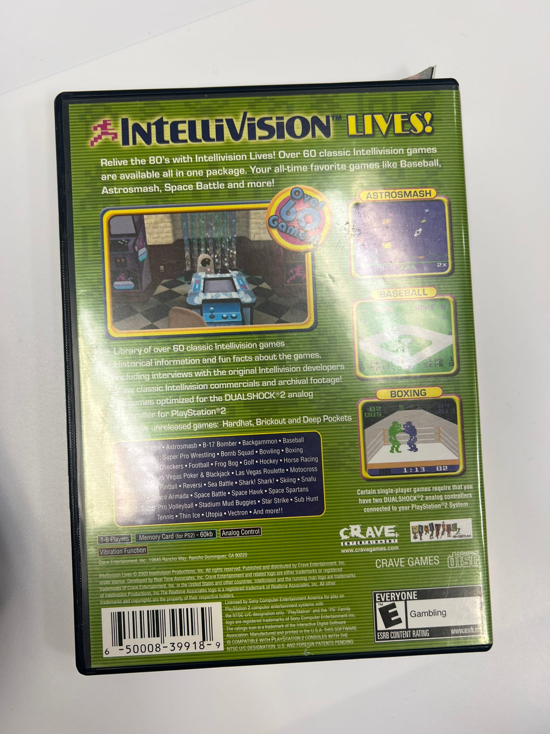 Intellivision Lives! PS2 Playstation 2 CASE & MANUAL ONLY CO71326