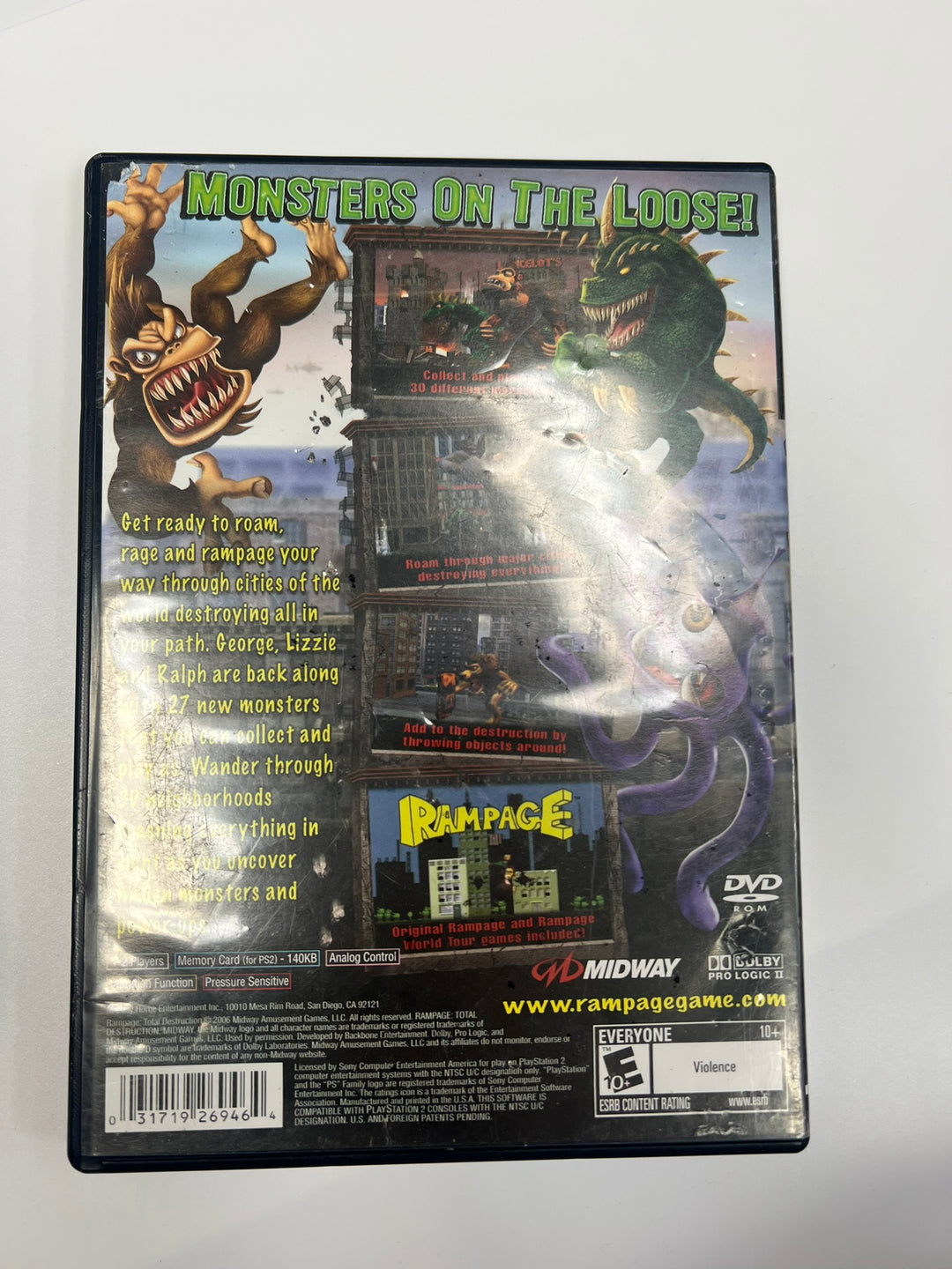 Rampage Total Destruction PS2 Playstation 2 CASE ONLY CO71326