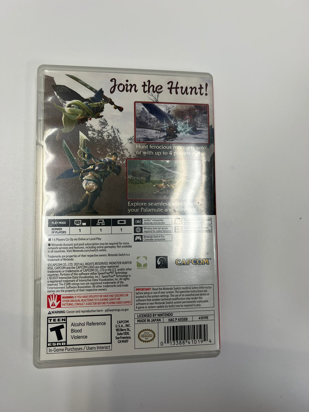 Monster Hunter Rise Nintendo Switch CASE ONLY CO71326