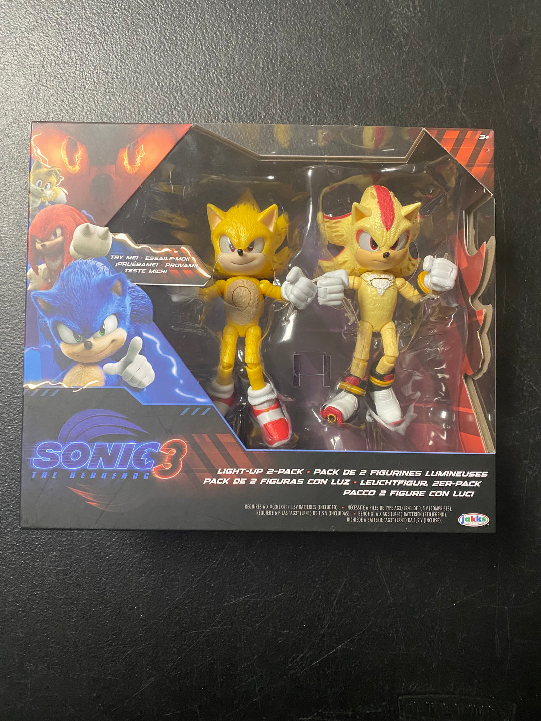 Jakks Pacific Sonic the Hedgehog 3 Super Sonic / Super Shadow Light-Up 2-Pack 5 Inch Action Figures NEW