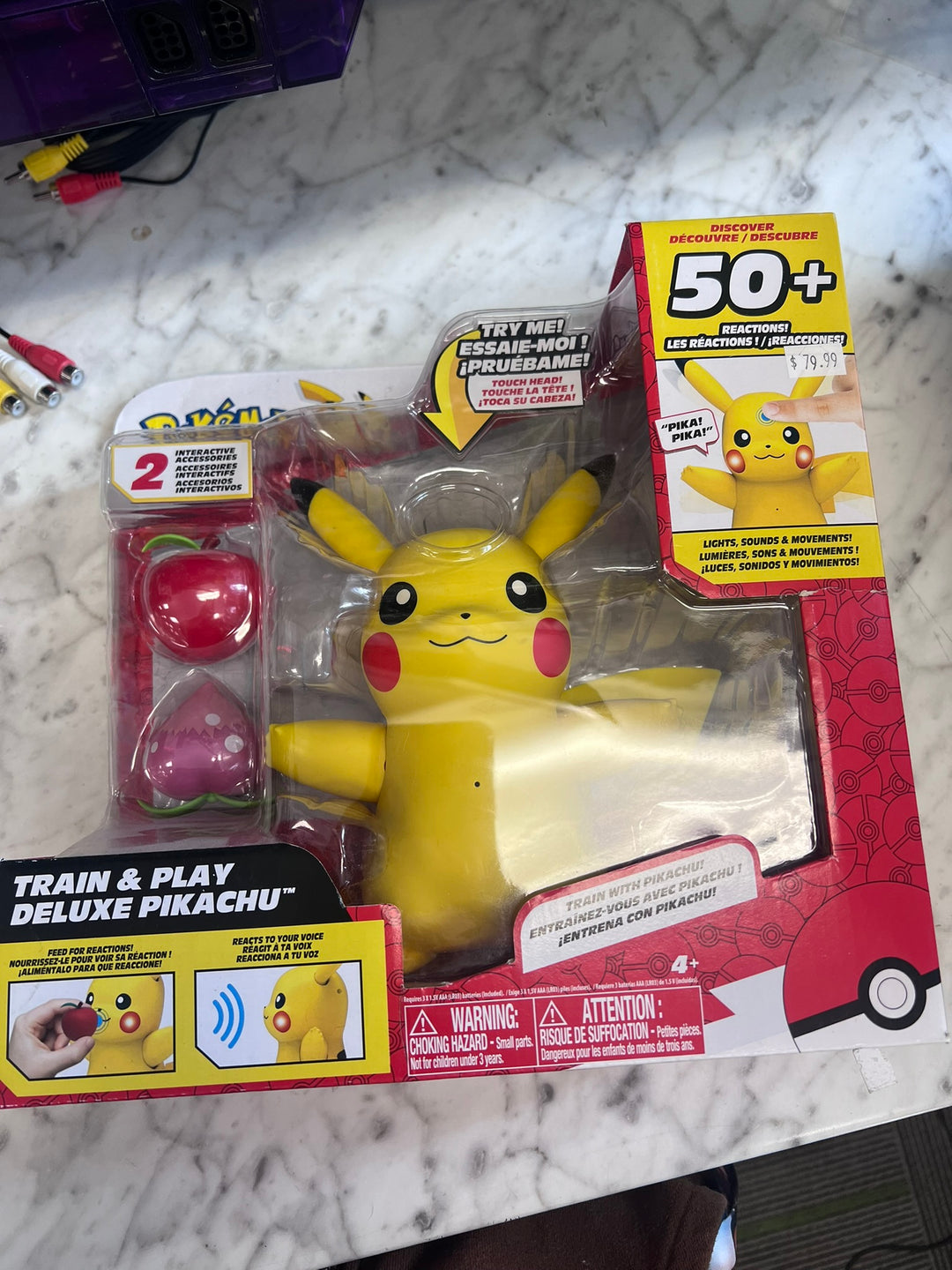 Pokemon Train & Play Deluxe 4.5-Inch Pikachu Interactive Figure Toy 50+ NEW NT11326
