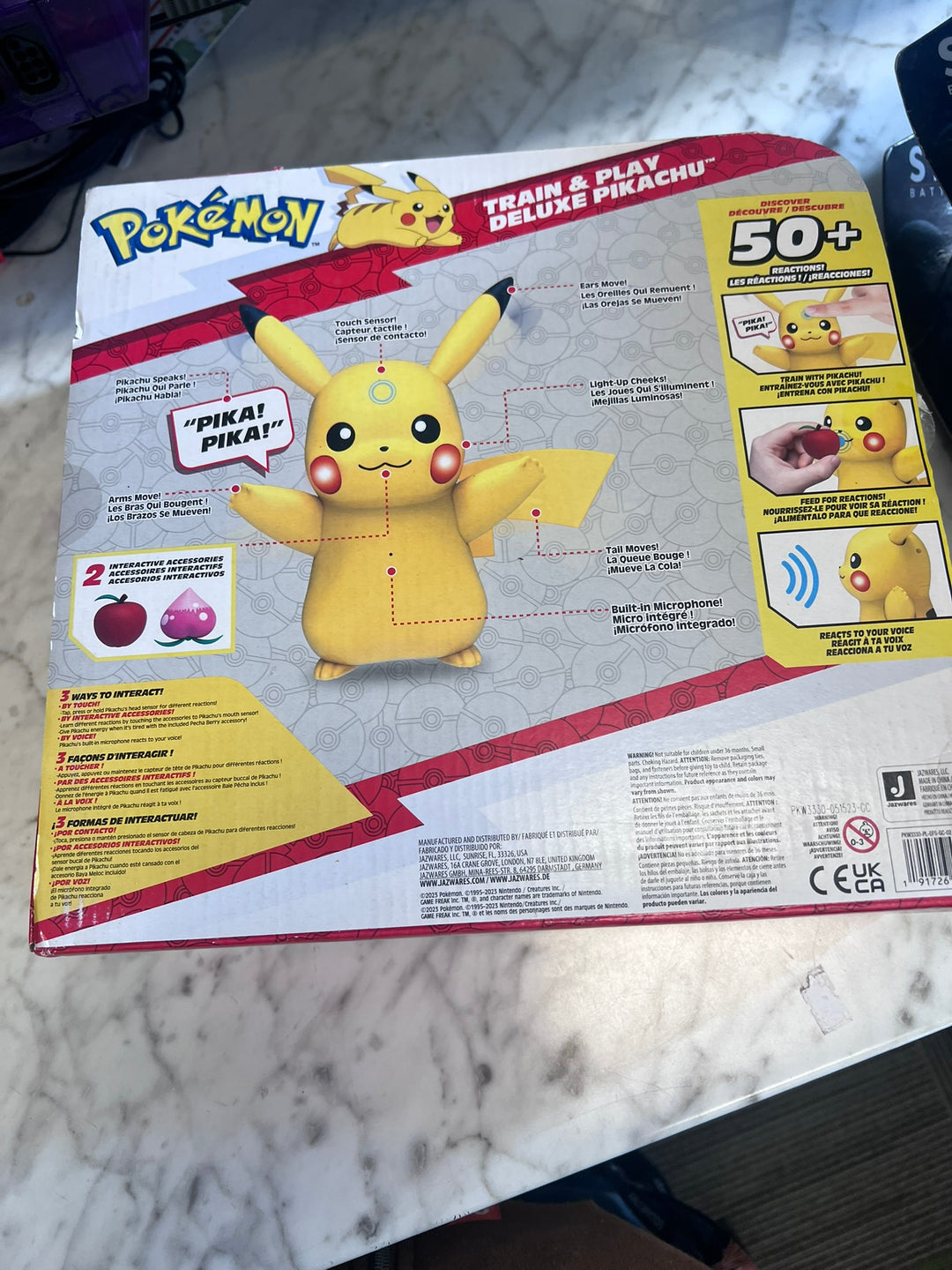 Pokemon Train & Play Deluxe 4.5-Inch Pikachu Interactive Figure Toy 50+ NEW NT11326